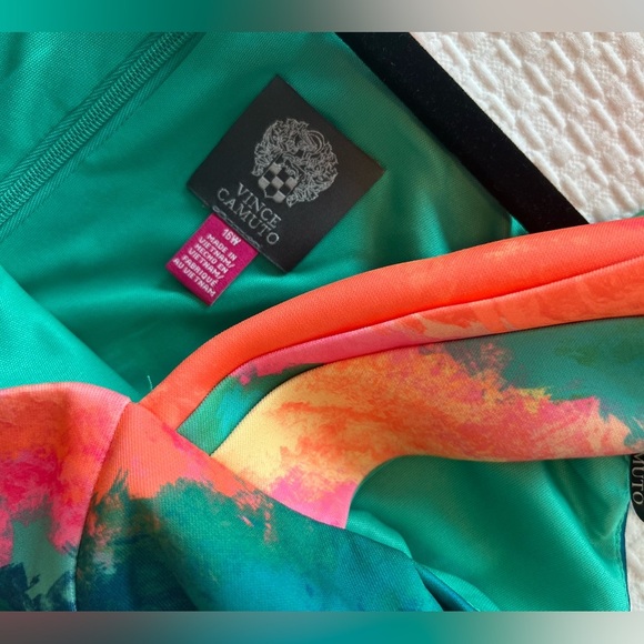 Vince Camuto Cap Sleeve Fit And Flare Multicolor Sleeveless Mini Dress - Picture 15 of 16